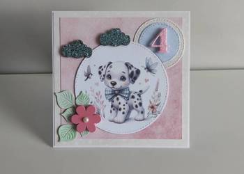 Kartka ręcznie robiona na urodziny z pieskiem