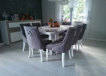 Krzesło shabby vintage pikowane tapicerowane z kołatką pinez