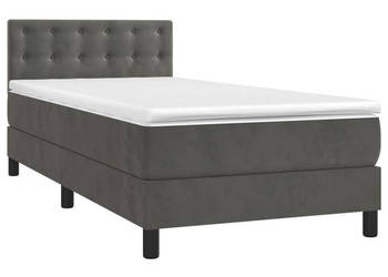 Łóżko kontynentalne z materacem i LED szary aksamit 90x190 cm WM-3134616
