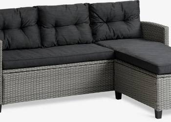 Sofa z szezlongiem 3-miejscowa technorattan poduszki Mora Jysk szara
