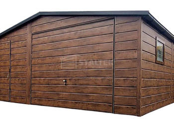 Garaż blaszany 6X6m  brama uchylna drzwi 2x okno drewnopodobny rynny ST231