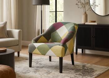 Fotel Patchwork Kolorowy Designerski Wypoczynkowy Boho Wygodny Nowy Polski