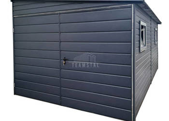 Garaż blaszany 3x6m brama dwuskrzydłowa 2x okno dach spad TS1062 Garaż blaszany 3x6m brama dwuskrzydłowa 2x okno dach spad TS1062