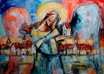 Anioł Stróż Domowy - Obraz Olejny - JOANA - Na Prezent!