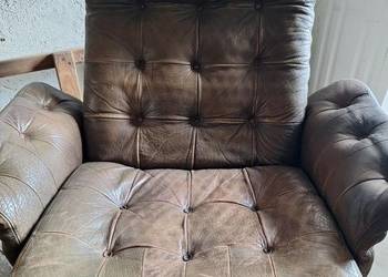 Stylowy fotel obrotowy vintage / retro / PRL / loft – skóra