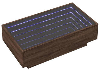 Stolik kawowy z LED brązowy dąb 90x50x30 cm WM-847524
