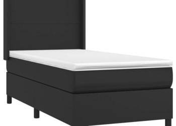 Łóżko z Materacem Kontynentalne Czarne Ekoskóra LED 90x200 cm WM-3139241