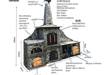 Grill ogrodowy  kamień naturalny,  cegła szamotowa