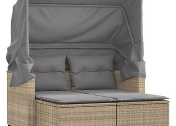 2-os. sofa ogrodowa z zadaszeniem i stołkami beżowa rattan PE WM-365785