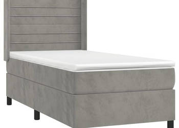 Łóżko kontynentalne z materacem i LED szare aksamit 90x190 cm WM-3139595