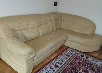 narożnik skórzany z funkcją spania i pojemnikiem