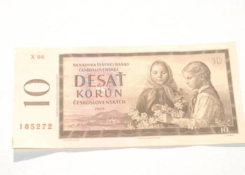 Stary banknot 10 koron Czechosłowacja 1960 antyk