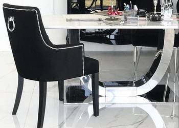 Krzesło glamour drewniane do jadalni, do gabinetu tapicerowane