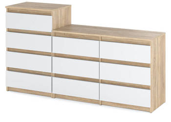 Komoda 10 Szuflad Nowoczesna Szafka Rtv Do Salonu 160cm Dąb Sonoma Biały
