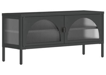 Szafka pod telewizor czarna 105x35x50 cm szkło i stal WM-352998
