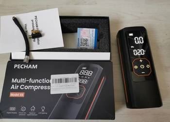 Bezprzewodowy mini KOMPRESOR z power-bankiem 8000mAh, latarką i wyś. LED