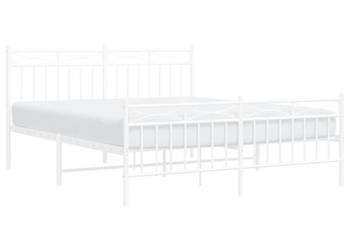Metalowa rama łóżka z wezgłowiem i zanóżkiem biała 150x200 cm WM-373760