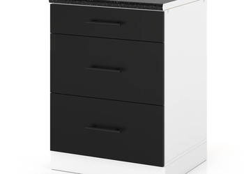 Szafka Kuchenna Stojąca Z Blatem 3 Szuflady 60cm Spremium Czarny Mat