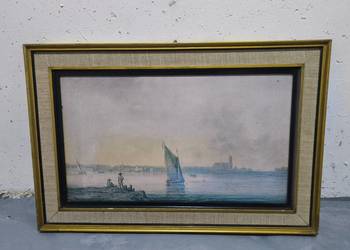 „Widok na Dordrecht” Klimatyczny Obraz Marynistyczny Vintage – Stylowa Rama