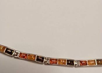 Bransoletka ze srebra z bursztynami