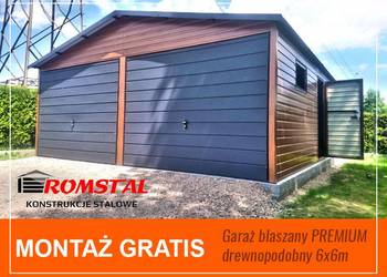 Garaż Blaszany Drewnopodobny 6x6m - Dwuspadowy - Romstal