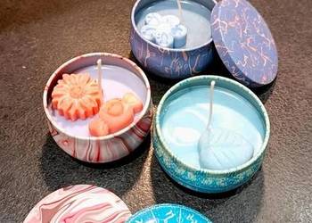 Śliczny zestaw świec sojowych.