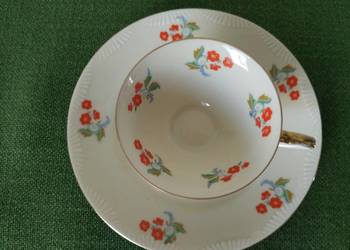 Filiżanka talerzyk deserowy sygnowana porcelana