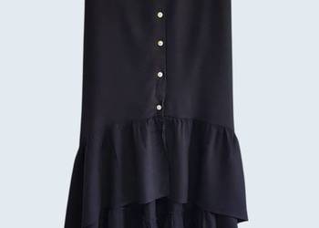 Damska czarna spódnica z falbanami i ozdobnymi guzikami Perteve 38/M