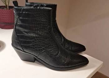 Kowbojki czarne krokodyl | botki western | szpic | eko skóra | trendy