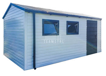 Schowek - Domek Ogrodowy 4x5m - Drzwi 2x Okno Biały Antracyt Rynny TS736
