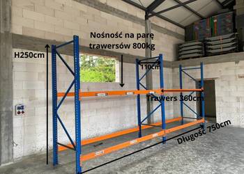 Regał magazynowy paletowy wytrzymały STOW H250cm G110cm trawers 360cm Regał magazynowy paletowy wytrzymały STOW H250cm G110cm trawers 360cm