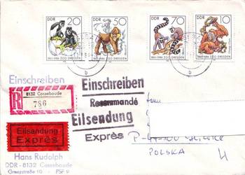 Koperta z koresp. filat. NRD - Polska 1986