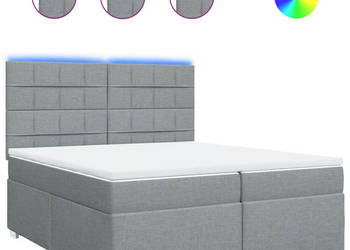 Łóżko kontynentalne z materacem jasnoszare tkanina 200x200 cm WM-3292895