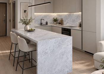 Blaty, schody, parapety - brazylijski jasny marmur WHITE CRISTAL ICE gr.2cm