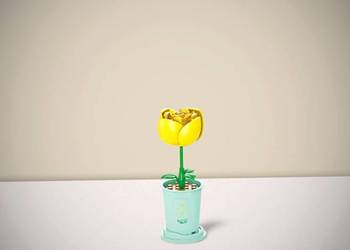 Nowy Zestaw Klocków Żółty Kwiatek Tulipan w Doniczce 19 Elementów