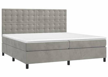 Łóżko kontynentalne z materacem i LED szare aksamit 200x200cm WM-3136383