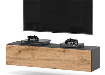 Szafka Rtv Wisząca 140cm Loft Pojemna Pod Tv Salon Na Dotyk Szary Dąb Wotan