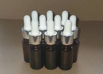 WYPRZEDAŻ Butelka szklana brązowa z pipetą na serum olejek 10 ml 50 szt