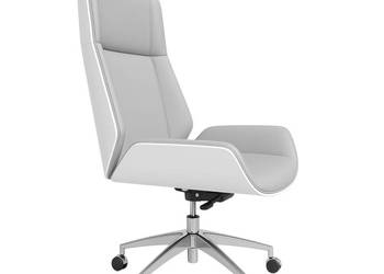 Fotel obrotowy biurowy biało szary srebrna noga Luxury Premium