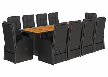 11-cz. zestaw mebli do ogrodu z poduszkami czarny rattan PE WM-3277631