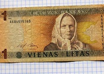 BANKNOT - 1 LITAS ( 1 LIT ) 1994 ROK - LITWA