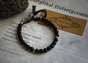 Turmalin naturalny czarny Bransoletka Rękodzieło