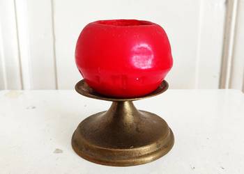 świecznik mosiężny na grubą świecę, kaganek