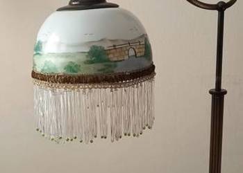 Stara, mosiężna lampa z ruchomym ramieniem-klosz z koralikami.Wysyłka grati