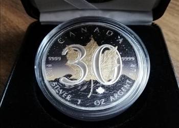Moneta Liść Klonowy, Kanada 2018, 1oz / 1 uncja srebra 9999, kolor