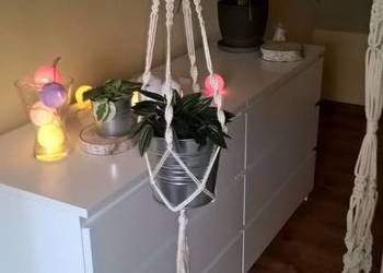 Kwietnik wiszący naturalny / bawełniany / korale / makrama