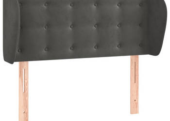 Zagłówek uszak ciemnoszary 83x23x78/88 cm aksamitny WM-3117609