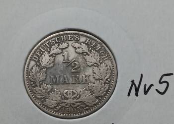 1/2 Marki  Prusy 1905 r. - nr 5 - men. A