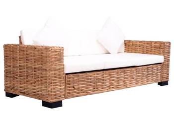 vidaXL Zestaw 2 sof ogrodowych z poduszkami, naturalny rattan(SKU:276283)