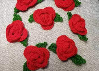 Róże z listkami aplikacja kotylion naszywka